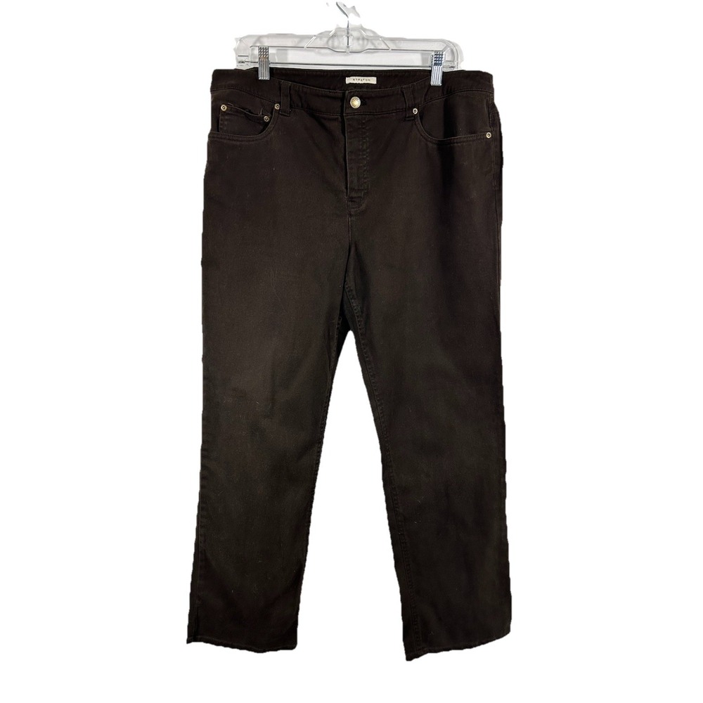 Jones New York Women's Brown Jeans Size 16 Straight‎ Leg Stretch Classic Casual